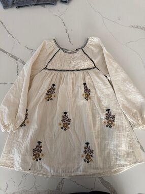 Zara Cream Dress with Floral Embroidery